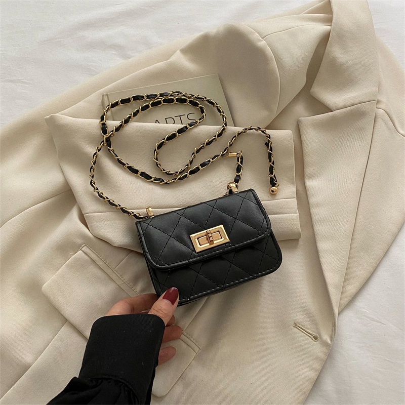Túi Xách Mini Đính Đá Phối Dây Xích Thời Trang Cao Cấp Cho Nữ