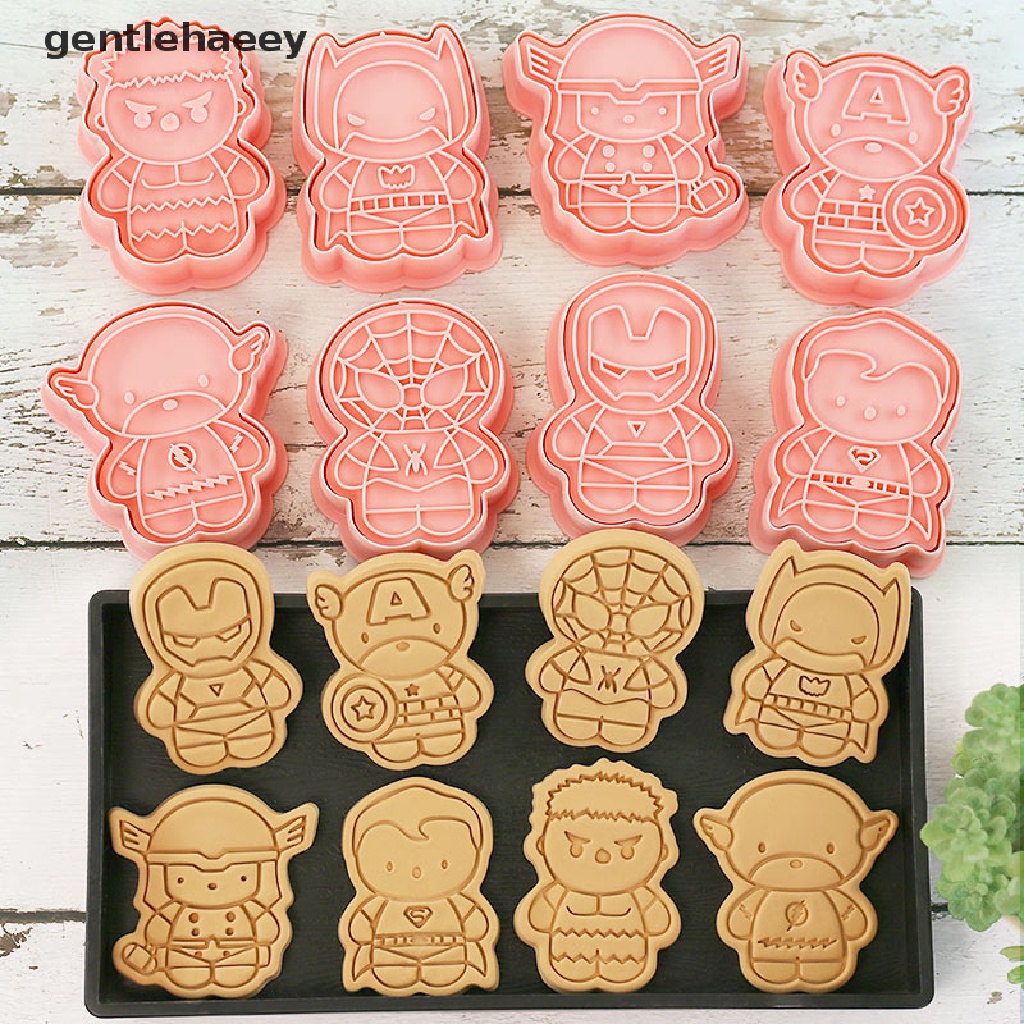 Bộ 8 Khuôn Cắt Bánh Quy Bằng Nhựa Họa Tiết Hoạt Hình Anime
