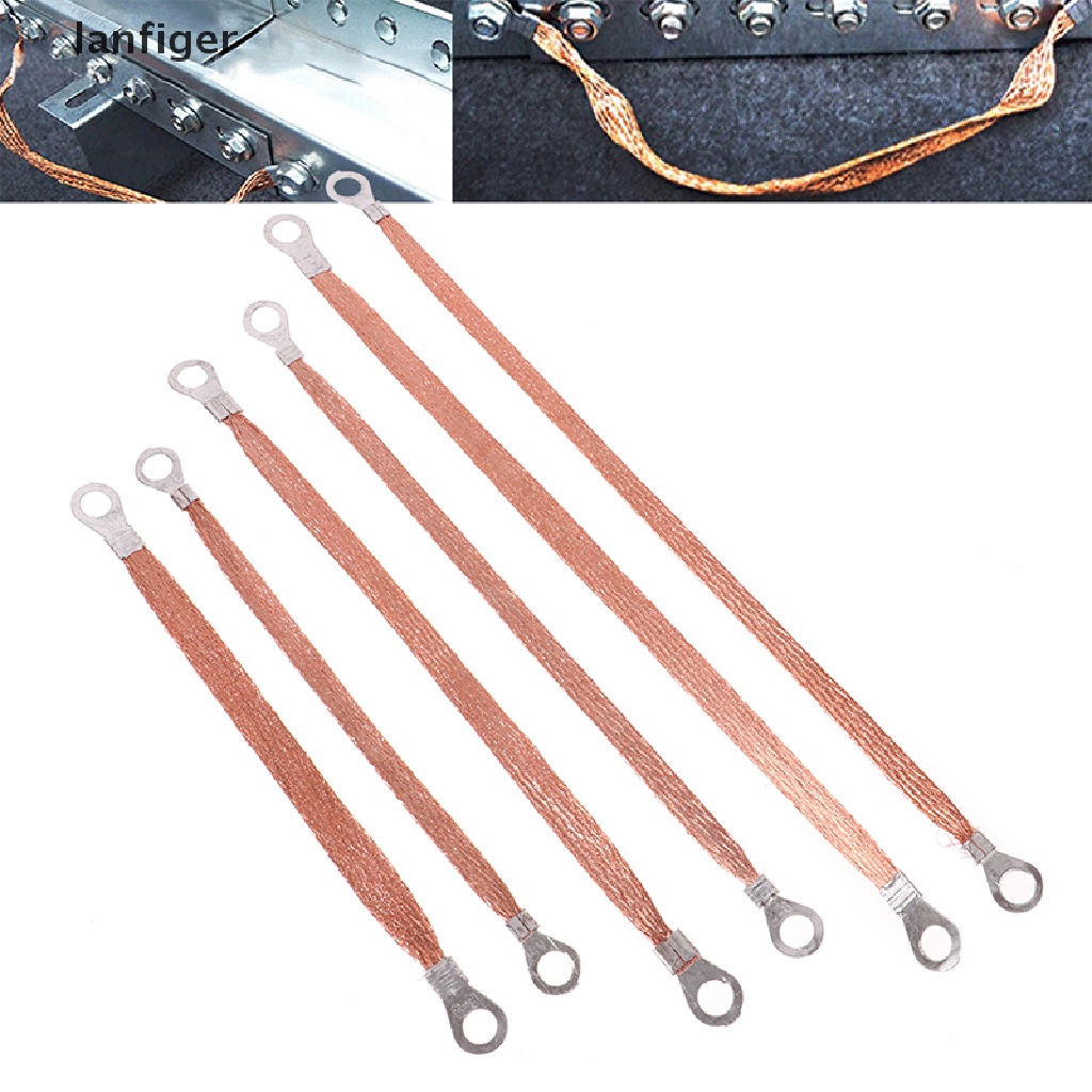 Set 10 Dây Cáp Nối Đất Hình Vuông 4 / 6 Bằng Đồng Thau Mềm Mại Kích Thước 8mm EN