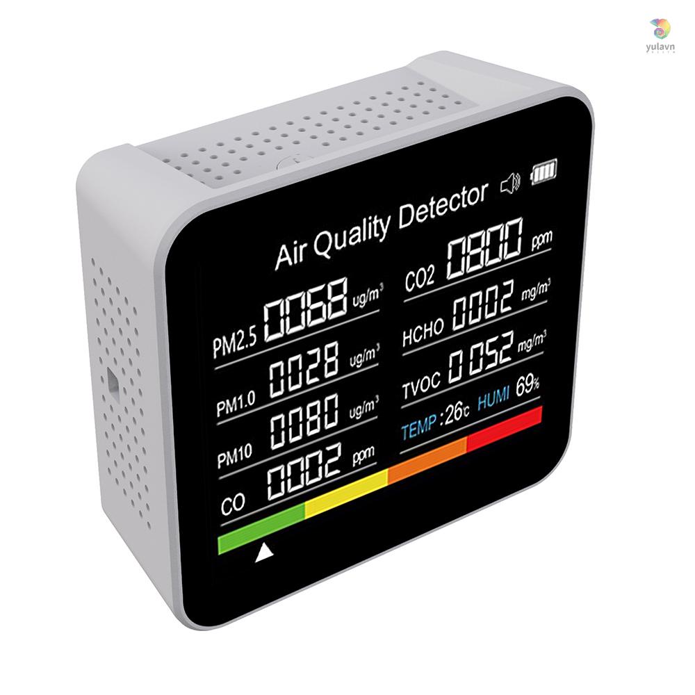 Máy Đo Độ Ẩm Không Khí CO2 CO TVOC HCHO PM2.5 PM1.0 PM10 9 Trong 1 Chất Lượng Cao