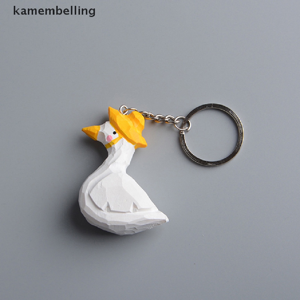 Móc Khóa Thủ Công Bằng Gỗ Khắc Hình Vịt Trắng Dễ Thương Sáng Tạo