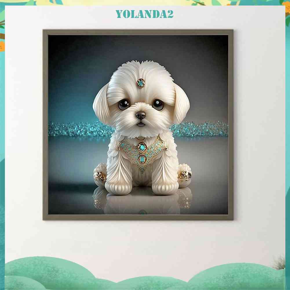 Tranh Đính Đá Kim Cương Toàn Bộ 5D DIY Hình Vẽ Chó Trang Trí Nhà Cửa