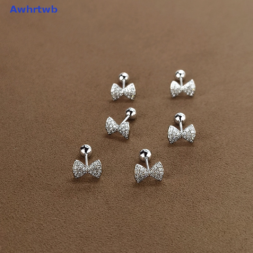 1 Đôi Khuyên Tai Hình Nơ Đính Đá Zircon Thời Trang Cho Nữ Mới