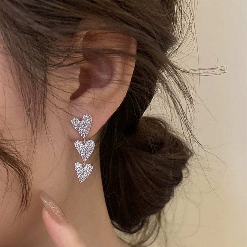 Deartiara Bông Tai Đa Năng Dáng Dài Đính Đá Zircon Trái Tim Sang Trọng Cho Nữ
