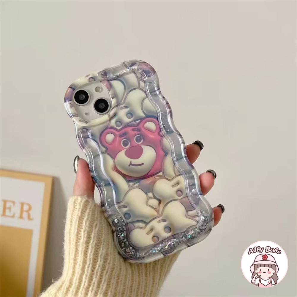 Ốp Điện Thoại TPU Mềm Cát Chảy In Hình Gấu Dâu Tây Chống Mồ Hôi Cho IP 14 Pro Max IP 11 12 11 Pro Max X XS