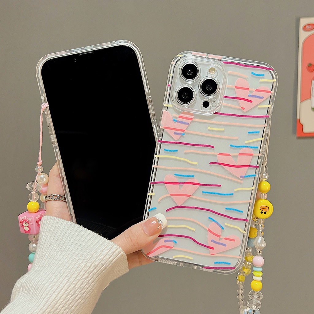 Ốp Điện Thoại TPU Dẻo Trong Suốt Họa Tiết Kẻ Sọc &amp; Ngọc Trai Chống Rơi Cho iphone 13 14 12 11 pro max