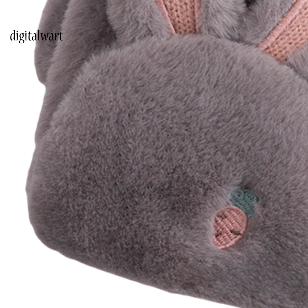 Kỹ Thuật Số| 1 Đôi Găng Tay Mùa Đông Siêu Mềm Thân Thiện Với Da Chống Gió Không Phai Màu Giữ Ấm Mùa Đông Bằng Vải Polyester Dày Hình Tai Thỏ Cho Nữ