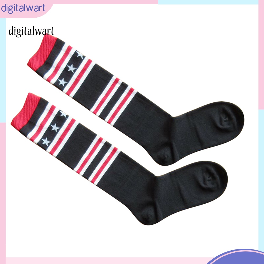 Kỹ Thuật Số| Vớ Thể Thao Cổ Cao Thoáng Khí Họa Tiết Kẻ Sọc Thời Trang Đường Phố Cho Nữ