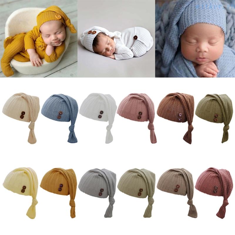 Mũ Đan Len Đuôi Dài Dùng Làm Đạo Cụ Chụp Ảnh Cho Bé Sơ Sinh
