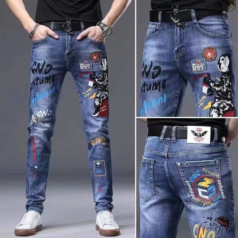 Quần Jeans Thêu Họa Tiết Thời Trang Xu Hướng Hàn Quốc Cho Nam