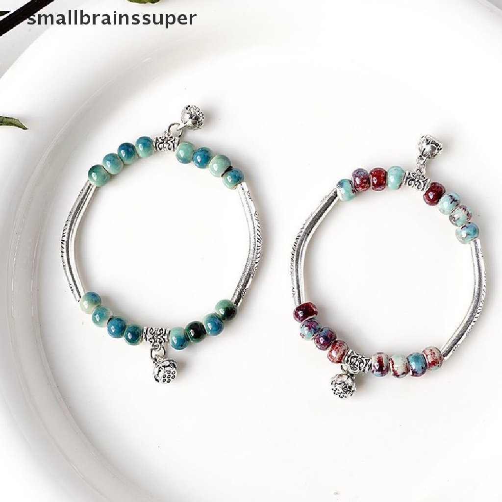 Vòng Đeo Tay Bằng Gốm Sứ Màu Bạc Tây Tạng Cho Nữ SBS