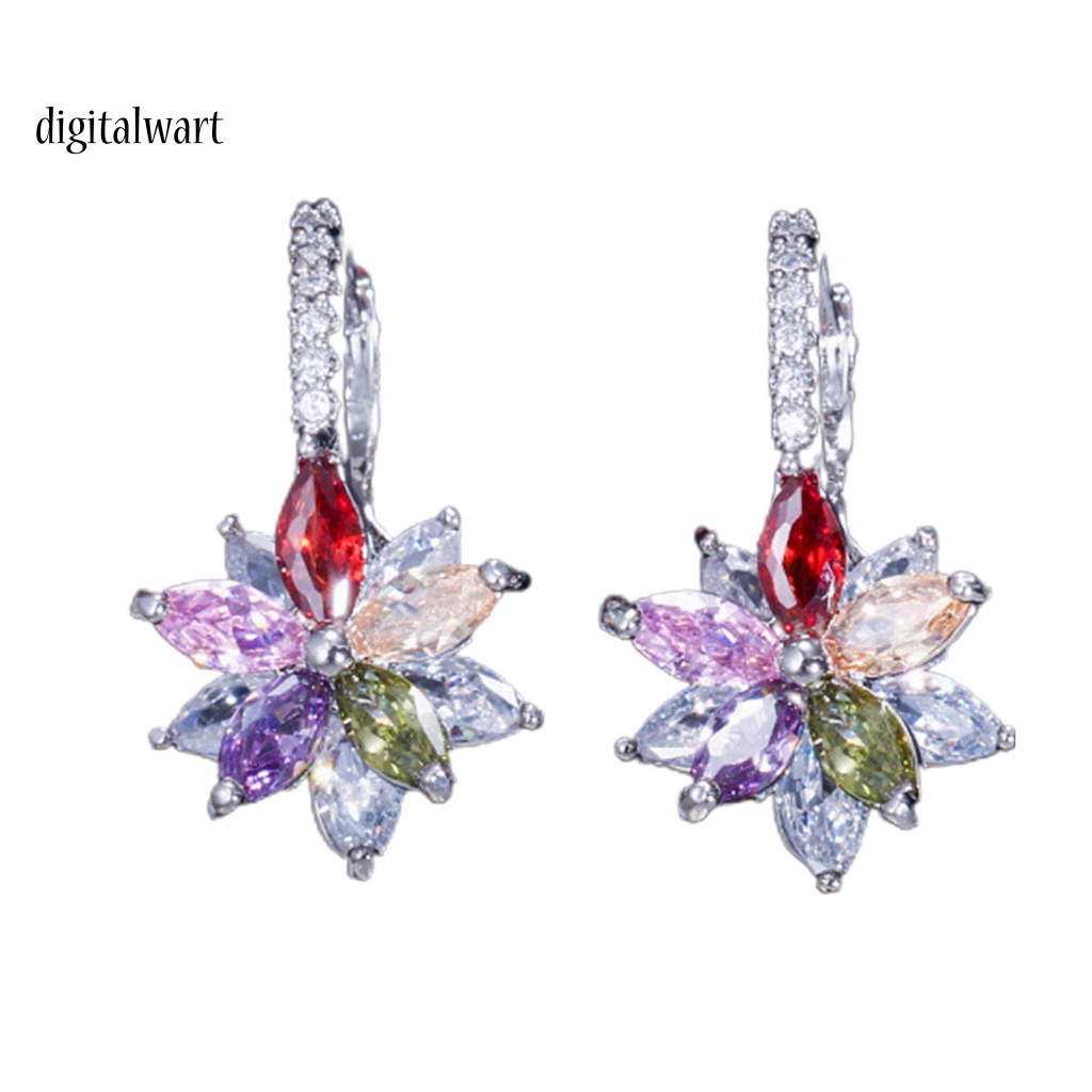 Kỹ Thuật Số| 1 Đôi Bông Tai Dáng Dài Hình Hoa Đính Đá Lấp Lánh Dùng Hàng Ngày