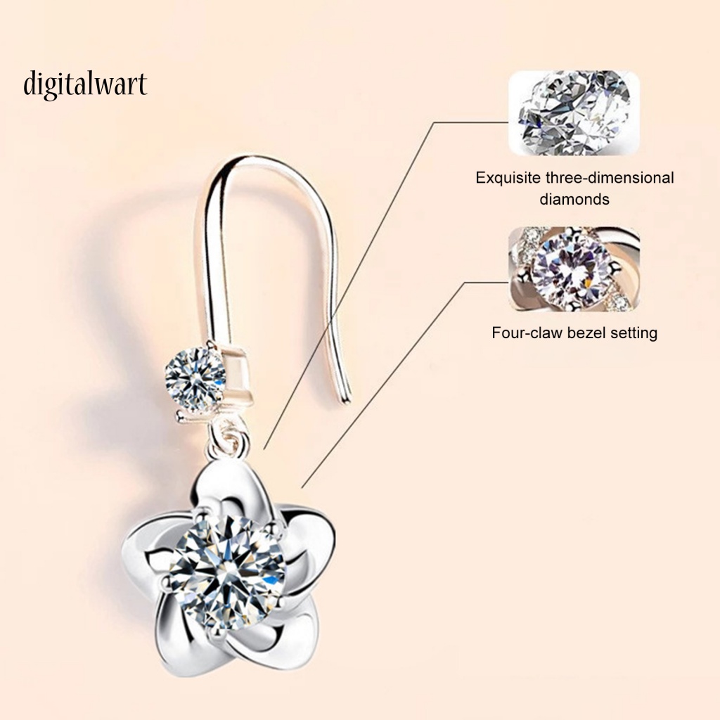 Kỹ Thuật Số| 1 Đôi Bông Tai Hình Hoa Đính Đá Lấp Lánh Dành Cho Nữ