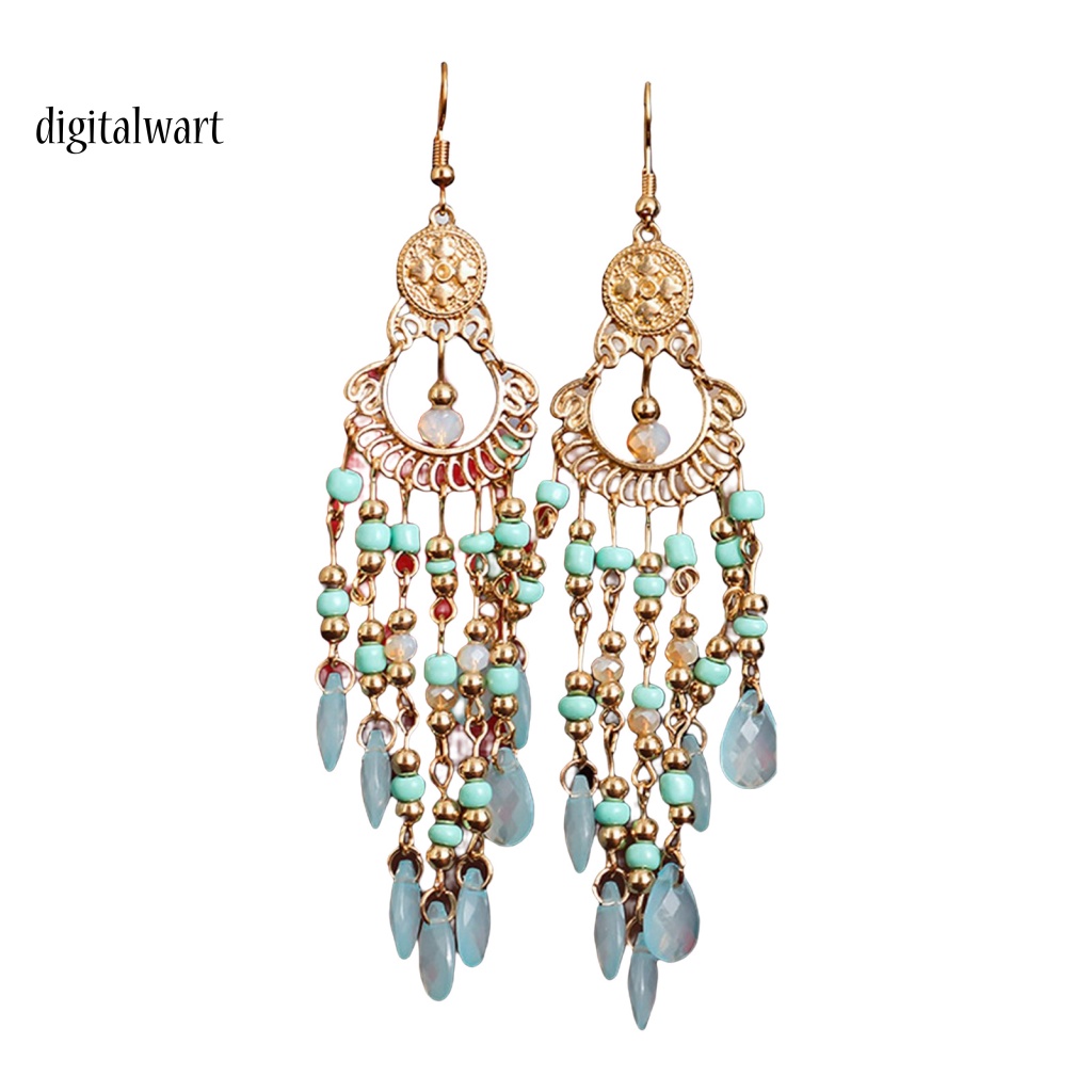 Kỹ Thuật Số| 1 Đôi Bông Tai Thả Tua Rua Đính Hạt Phong Cách Bohemia Chất Lượng Cao Cho Nữ