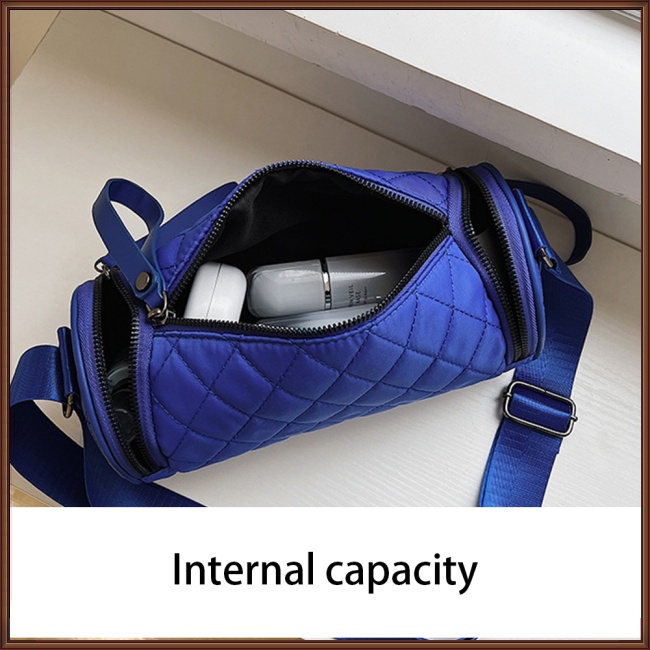 Túi Đeo Chéo Giả Da Hình Trụ Phối Khóa Kéo Thời Trang Cho Nữ