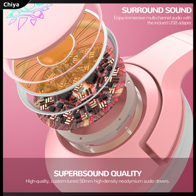 Tai Nghe Onikuma K9 Hình Tai Mèo Có Đèn Led Rgb Dùng Để Chơi Game