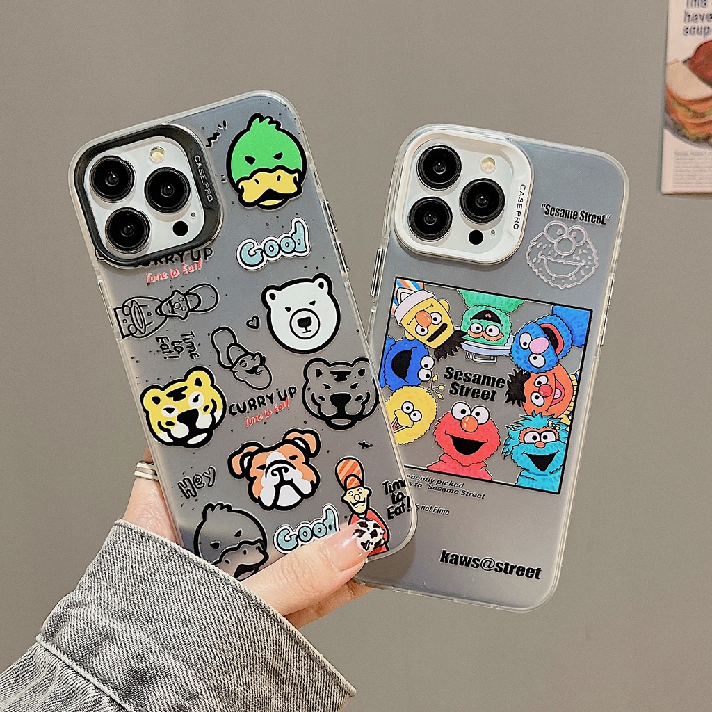 Ốp Điện Thoại tpu Mềm Nhám Mạ Điện Họa Tiết Hoạt Hình Gấu KAWS Cho iphone 14 13 11 12 Pro Max