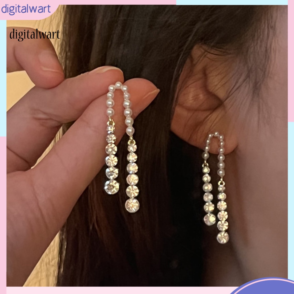 Kỹ Thuật Số| 1 Đôi Bông Tai Dài Đính Ngọc Trai Giả Phong Cách Pháp Dành Cho Nữ