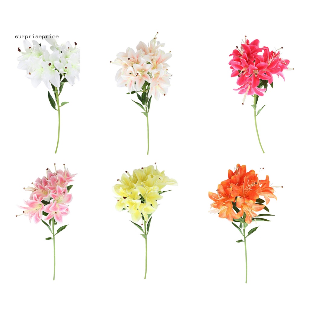 Bó Hoa Lily Cao Su Mềm 10 Đầu Không Phai Màu Chăm Sóc Dễ Sử Dụng Trang Trí Đám Cưới