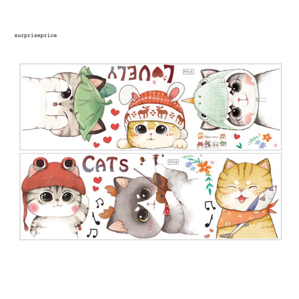Set 2 Sticker PVC Dán Tường Tự Dính Chống Nước Hình Mèo Dễ Thương