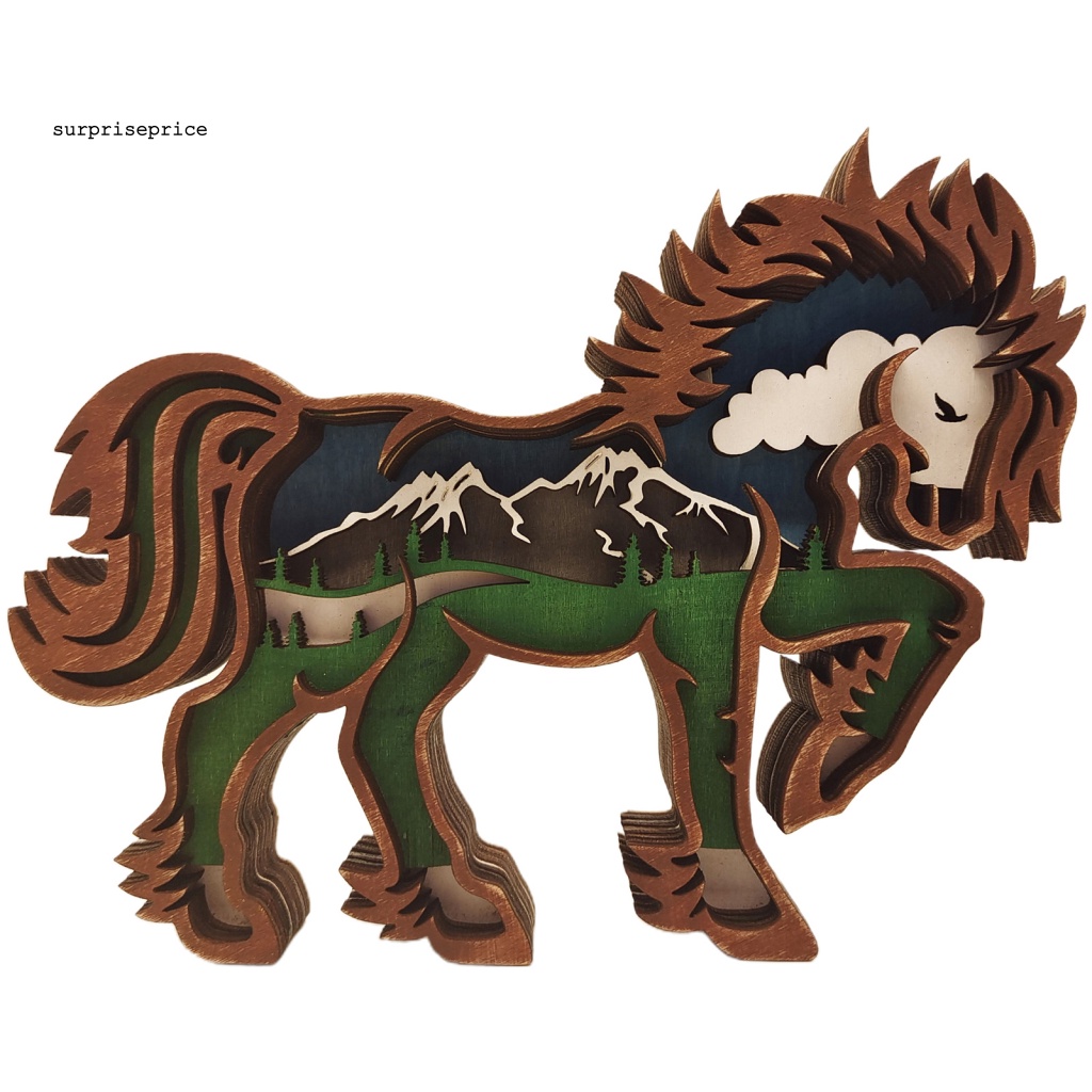 Phụ Kiện Trang Trí Giáng Sinh Hình Ngựa Bằng Gỗ Rỗng Chạm Khắc Rỗng