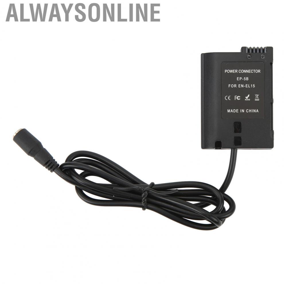 Alwaysonline DC Coupler Dummy Battery  AC 100‑240V EN EL15 High Power Booster ABS Metal for Charging