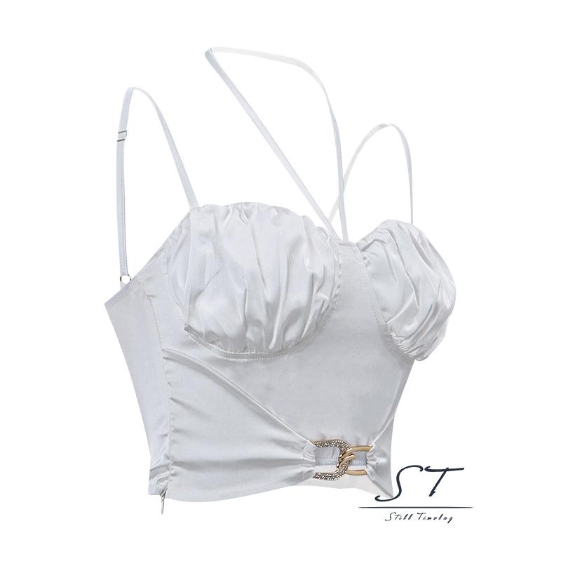 Áo Hai Dây Màu Trơn Đính Đá Kim Loại CY03 Cho Nữ