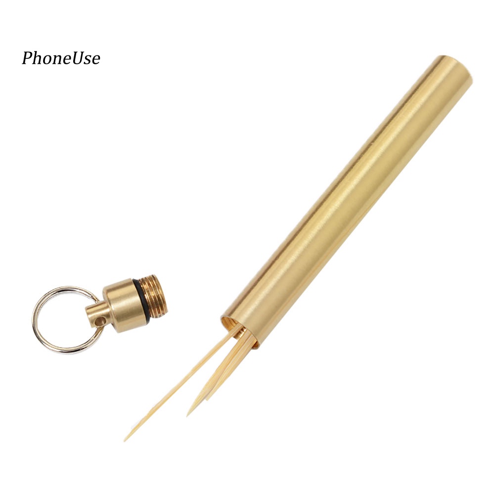 Hộp Đựng Tăm Xỉa Răng Mini Bằng Đồng Thau PU Chống Nước