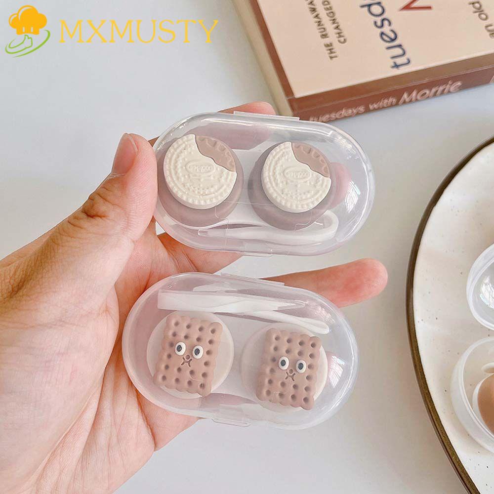 Hộp Đựng Kính Áp Tròng Kèm Nhíp Hình Chữ Nhật In Họa Tiết Hoạt Hình Xinh Xắn Cho Nữ