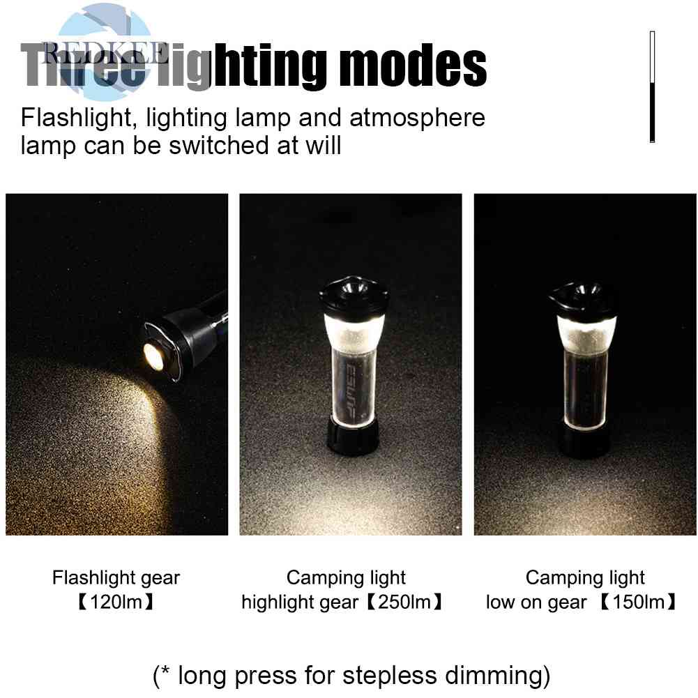 Đèn Cắm Trại / Câu Cá / Leo Núi 2 Trong 1 Đa Năng Kèm Cáp Sạc USB Tiện Dụng