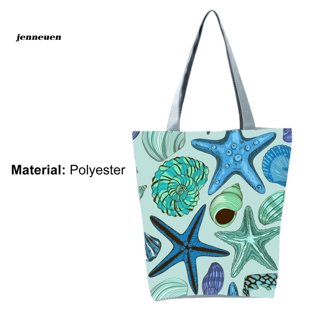 Túi Xách Đeo Vai Có Khóa Kéo In Hình Sao Biển Dễ Thương Sức Chứa Lớn Thời Trang