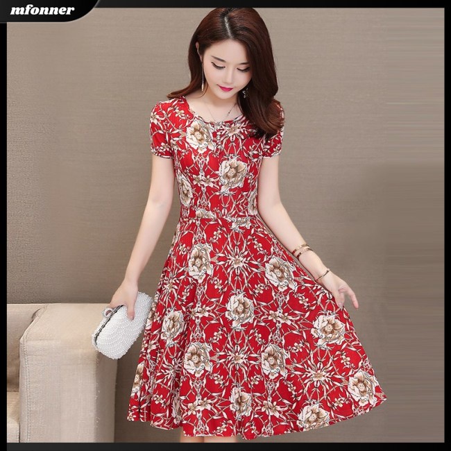 Đầm Dài Mỏng Tay Ngắn In Họa Tiết Hoa Thời Trang Mùa Hè Cho Nữ