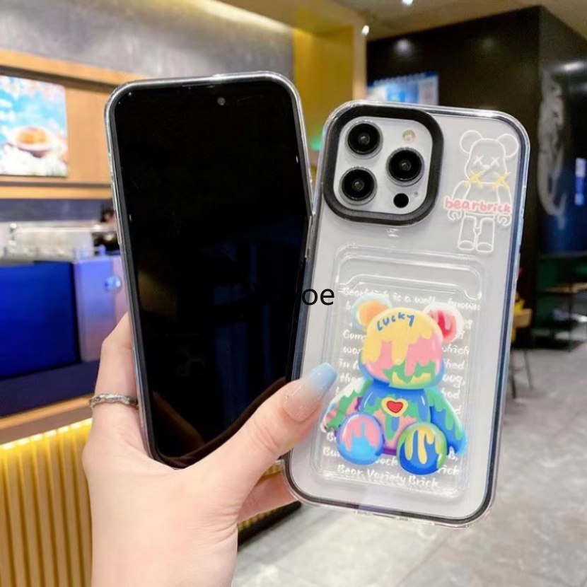 Ốp Điện Thoại Silicon Mềm Dạng Ví Hình Gấu Bạo Lực Thời Trang Mới Cho iPhone 13 11 12 14 Pro Max X XR XS Max 7 8 Plus SE