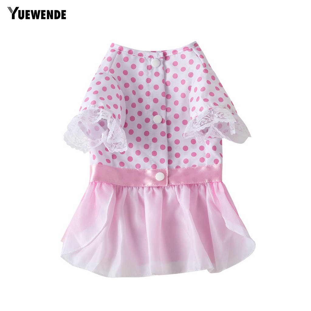 Ye.b Đầm Cổ Tròn Họa Tiết Chấm Bi Bắt Mắt Mặc Hàng Ngày Cho Thú Cưng