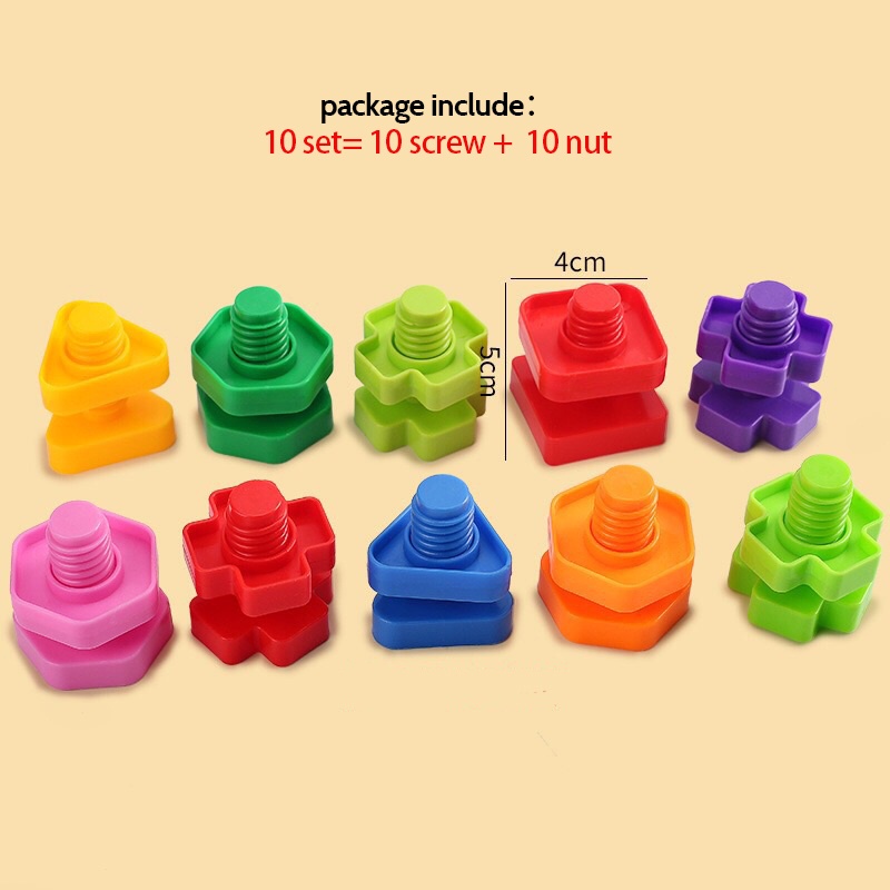 Set 10 Đồ Chơi Xếp Hình Bằng Nhựa Nhiều Màu Sắc Giáo Dục Theo Phương Pháp Montessori Cho Bé