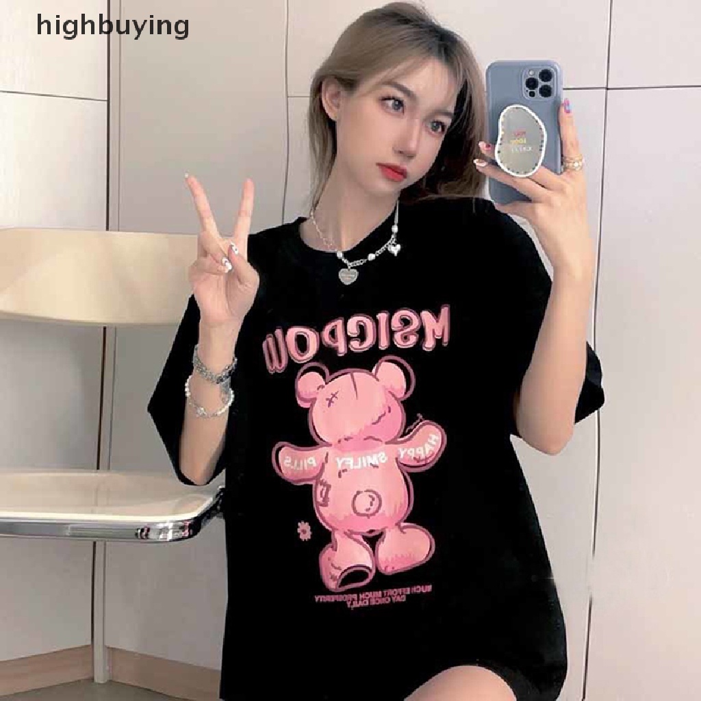 Áo Thun Tay Ngắn Cổ Tròn In Hình Gấu Belle Dành Cho Nữ