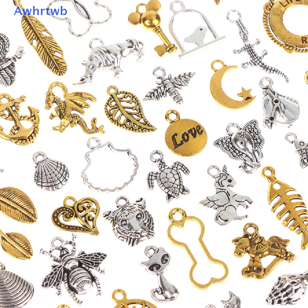 Set 50 Mặt Vòng cổ Kim Loại Hỗn Hợp Làm Trang Sức Thủ Công DIY Mới