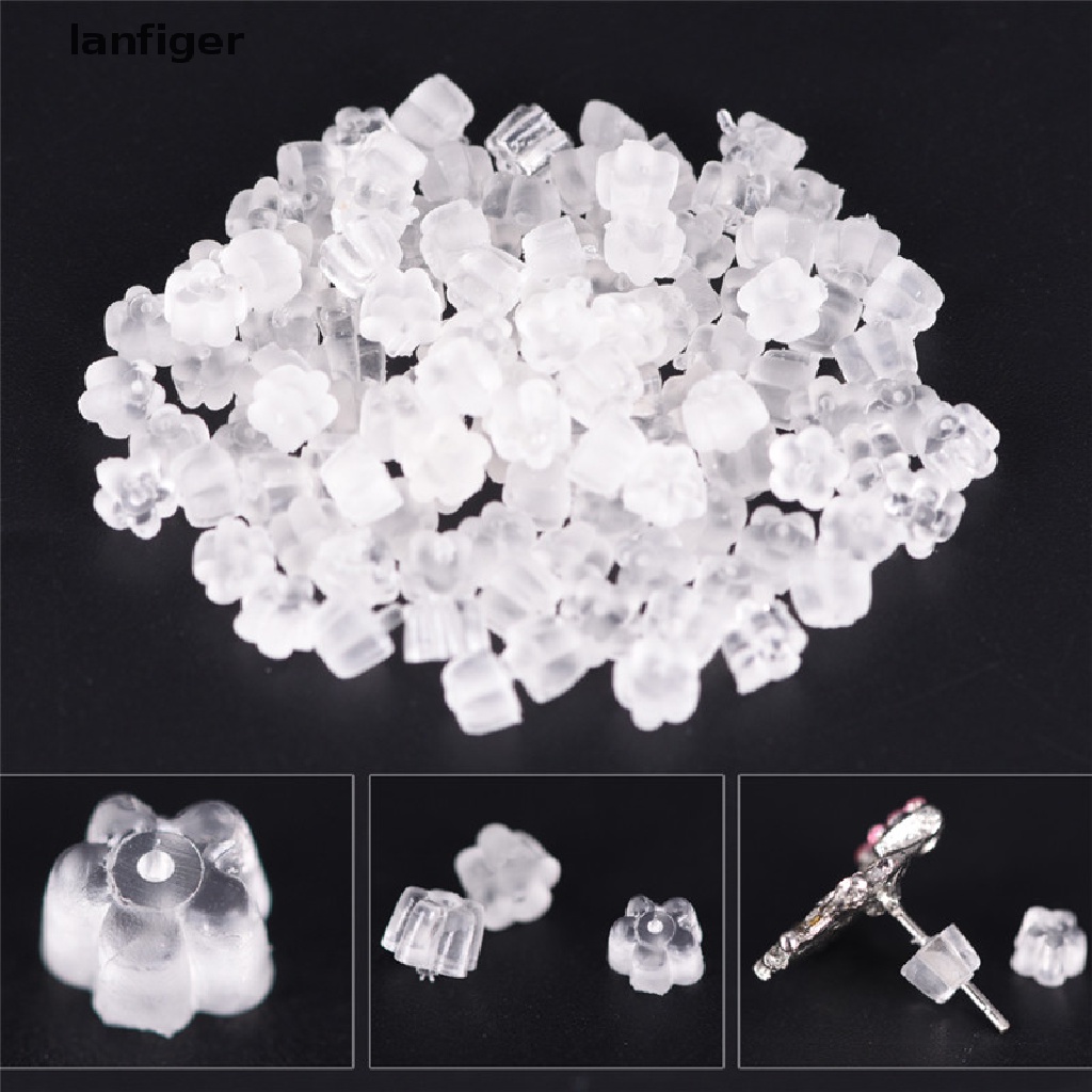 Set 100 Nút Chặn Bông Tai Bằng Cao Su Silicon Mềm Trong Suốt An Toàn