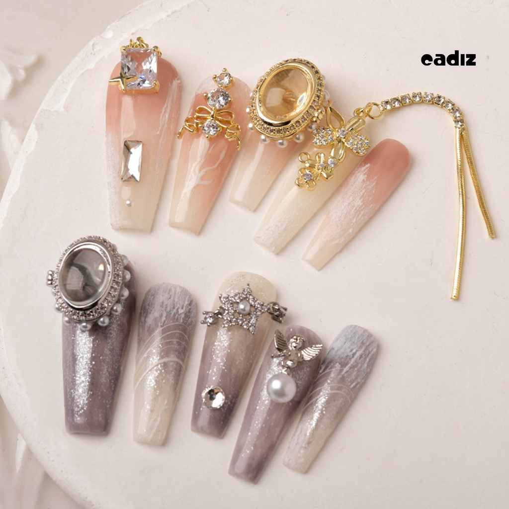 Phụ Kiện Dây Xích Hình Hoa Bướm Lấp Lánh Trang Trí Móng Tay Nghệ Thuật Chống Rơi Chống Rỉ Sét DIY