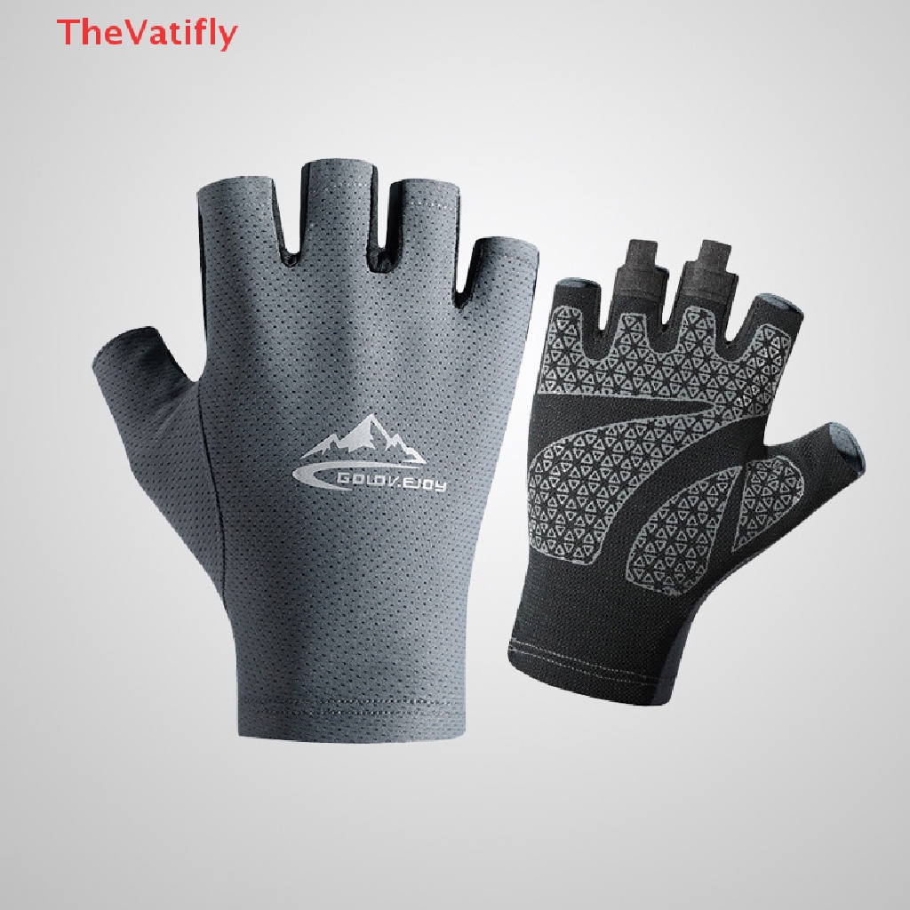 Găng Tay Nửa Ngón Bằng Lụa Lạnh Gọn Nhẹ Chống Trượt Thoáng Khí