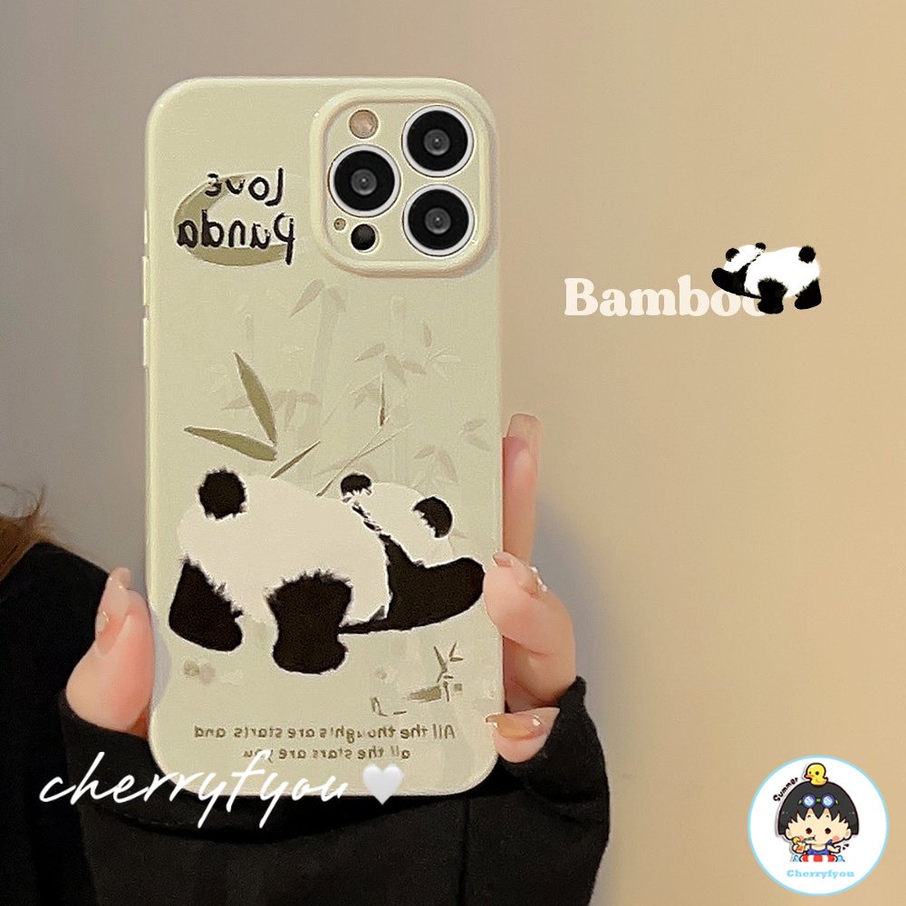 Ốp Điện Thoại TPU Dẻo Họa Tiết Gấu Trúc Dễ Thương Chống Sốc Cho IPhone 11 12 13 14 Pro Max