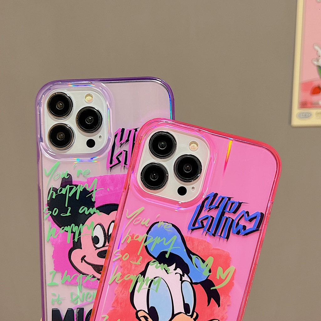 Donald Duck Ốp Điện Thoại TPU Mềm Trong Suốt Dạ Quang In Hình Mickey / Vịt Donald Cho iPhone 14 13 12 Pro Max