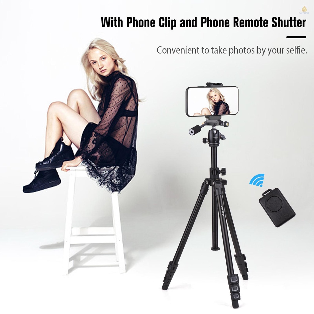 Giá Đỡ Máy Ảnh Andoer Bằng Hợp Kim Nhôm Kích Thước 154cm / 60.6in Max Dụng Cụ Đo Chiều Cao 360 Độ Xoay 360 Độ° Phụ Kiện Kẹp Điện Thoại Chịu Tải 5kg / 11lbs 5kg Có Thể Xoay Tiện Dụng