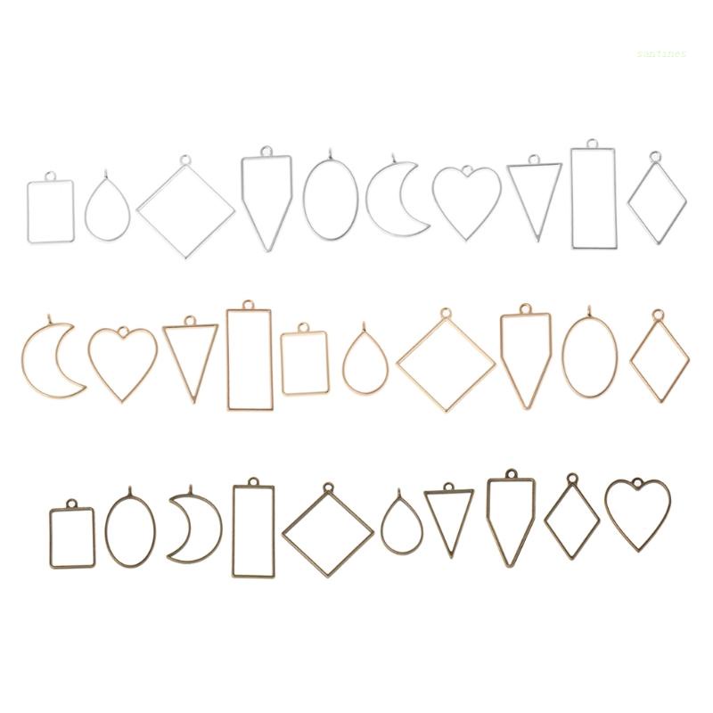 Khung Kim Loại Mini Hình Học Màu Vàng Đồng / Bạc Cài Đặt Vòng Tay Resin UV DIY