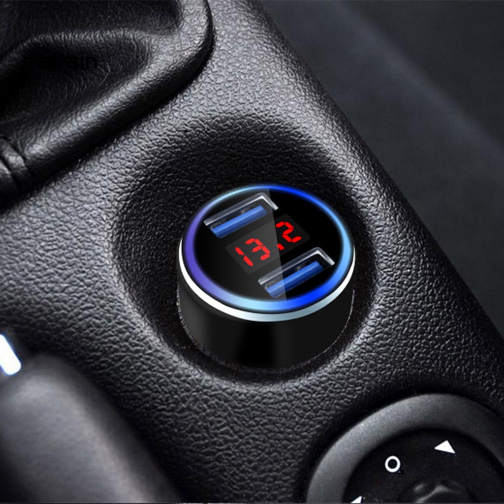 Tẩu Sạc Hai Cổng USB 5V 3.1A Màn Hình Kỹ Thuật Số Bằng Kim Loại Bền Bỉ Dùng Trong Xe Hơi