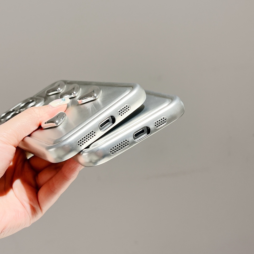 Ốp Điện Thoại TPU Mềm Mạ Điện Hình Trái Tim Đơn Giản Bảo Vệ Ống Kính Máy Ảnh Cho iPhone 14 13 12 11 PRO MAX