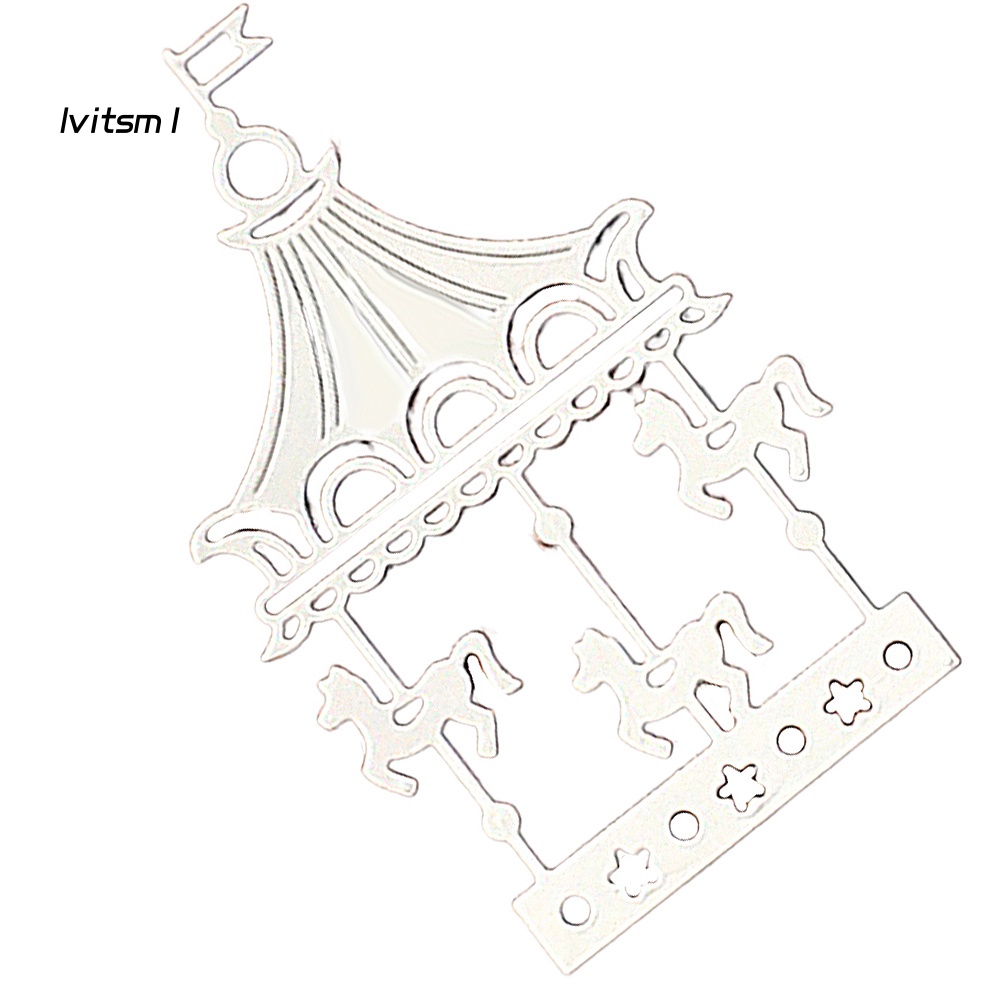 Khuôn Cắt Giấy Làm Từ Kim Loại Hình Vòng Xoay Ngựa Gỗ Trang Trí Scrapbook