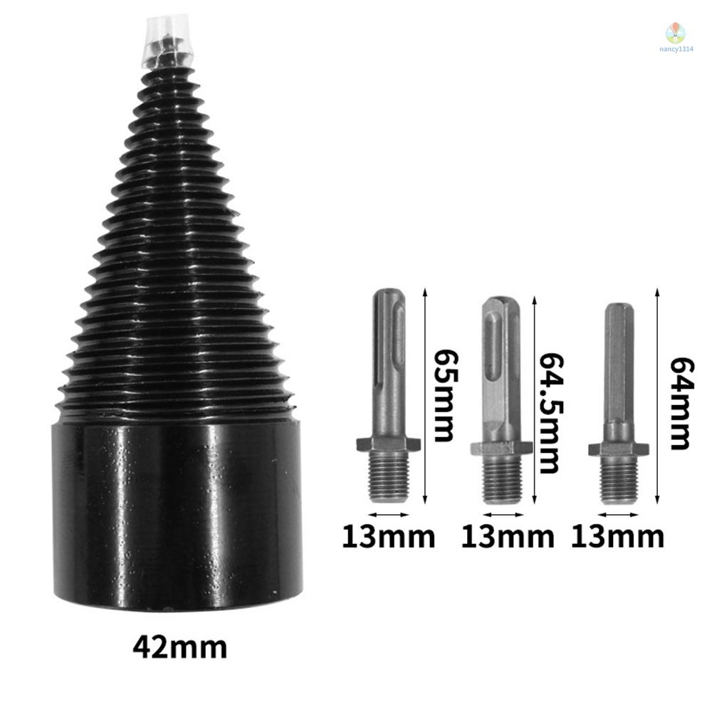 Mũi Khoan Gỗ Hình Nón 42mm Kèm 3 Trục Có Thể Tháo Rời (Tròn, Vuông, Lục Giác)