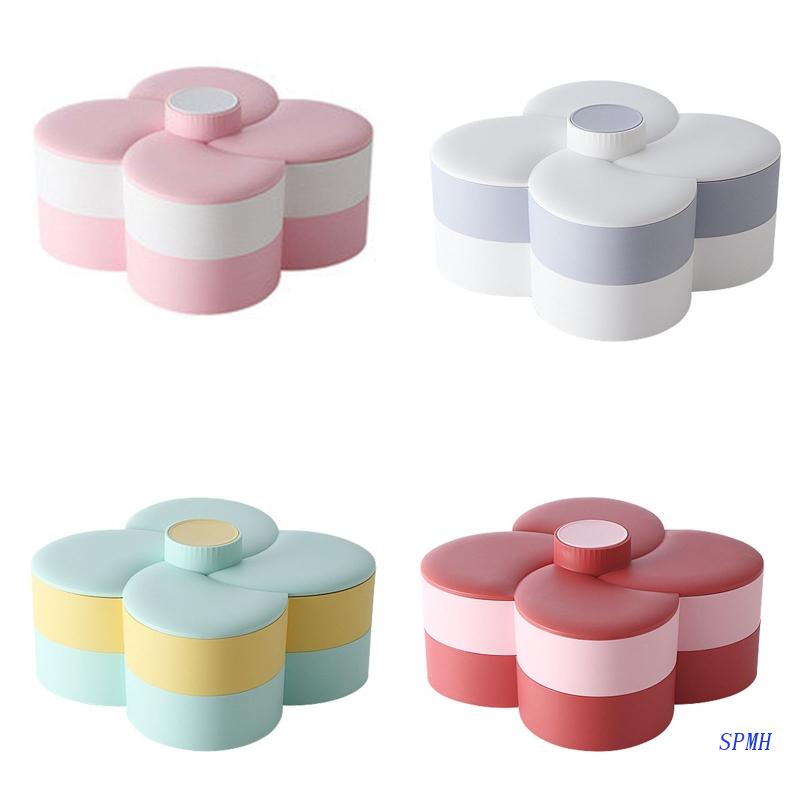 Hộp Đựng Kẹo Có Nắp Hình Cánh Hoa 2 Tầng Siêu Xoay Sắp Xếp Gọn Gàng Cho Nhà Hàng / Bàn Ăn