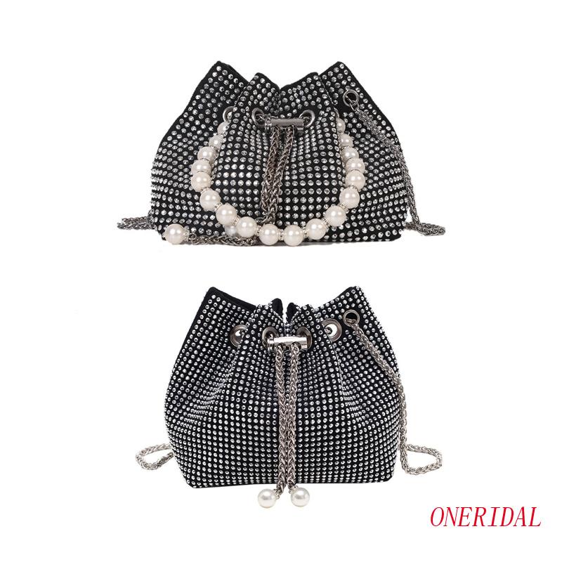 Túi Đeo Chéo Vai Có Dây Xích Đính Đá Thời Trang Sành Điệu Bắt Mắt